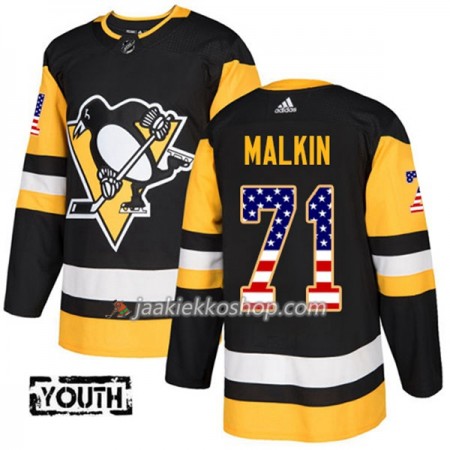 Lapsille NHL Pittsburgh Penguins Pelipaita Evgeni Malkin 71 Adidas 2017-2018 Musta USA Flag Fashion Authentic